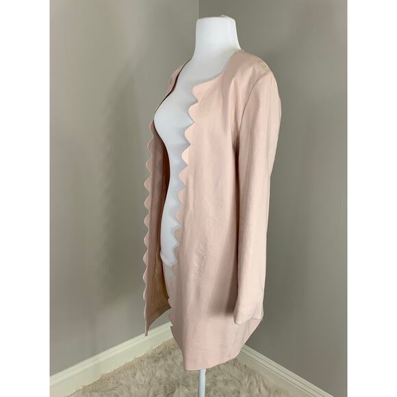 NWT Pink Linen Long Blazer Scallop Spring Summer Modest Sunday Church Office - Picture 6 of 9